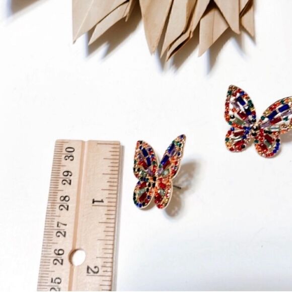 #14 Multicolor diamond butterfly earrings - Picture 5 of 6
